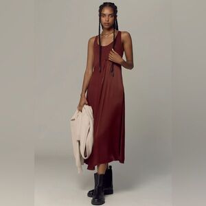 Anthropologie Gemini Red-Brown Sleeveless Midi Dress Size XS